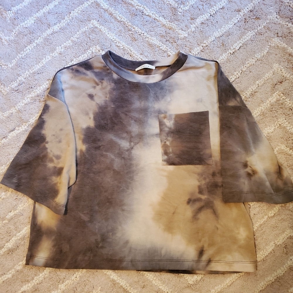 entro 3/4 Sleeve Tie Dye‎ Top with Pocket